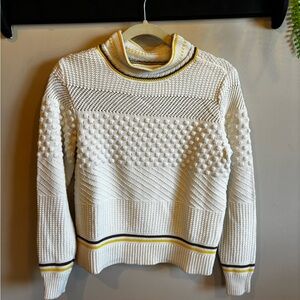 Joe Fresh White Sweater with Yellow and Brown Details